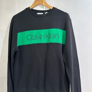 Calvin Klein Men Black Green Crewneck Sweatshirt Medium